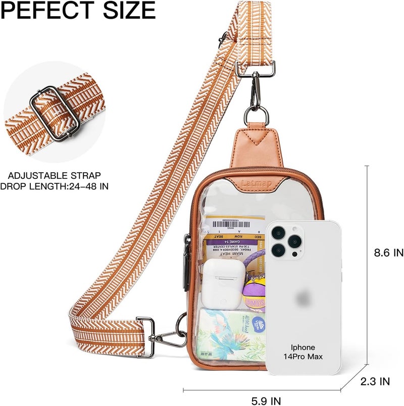 LATMAP DOUBLE ZIP Clear bags Stadium Approved Crossbody Sling Bag Fanny Pack Purses for Women Men Belt bag for Stadium Events - Image 3